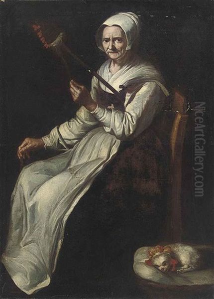 Portrait Of An Elderly Lady Spinning - view 1