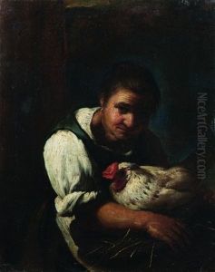 Vecchia Contadina Con Gallina (+ Ragazzo Con Asino; 2 Works) by Giacomo Ceruti