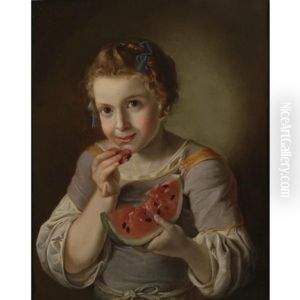 A Young Girl Eating Watermelon
