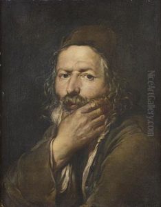 An Elderly Bearded Peasant Man Resting His Chin In His Hand An Elderly Bearded Peasant Man Resting His Chin In His Hand