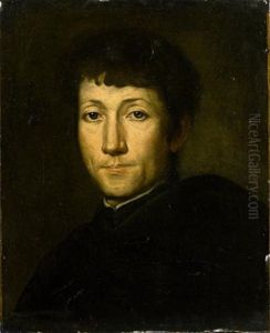 Portrait Of A Gentleman, Head And Shoulders, Wearing Black