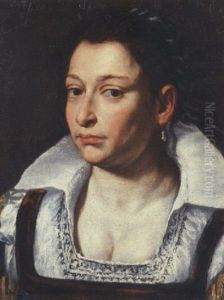 Portrait Of A Lady In A White Blouse With A Ribbon In Her Hair