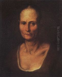 Portrait Of A Woman, Wearing A Low-cut Brown Dress by Giacomo Ceruti