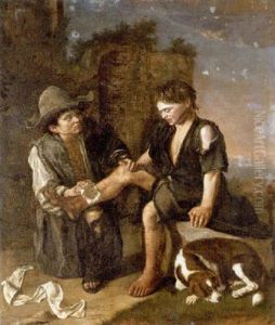 Two Young Boys With A Dog Two Young Boys With A Dog