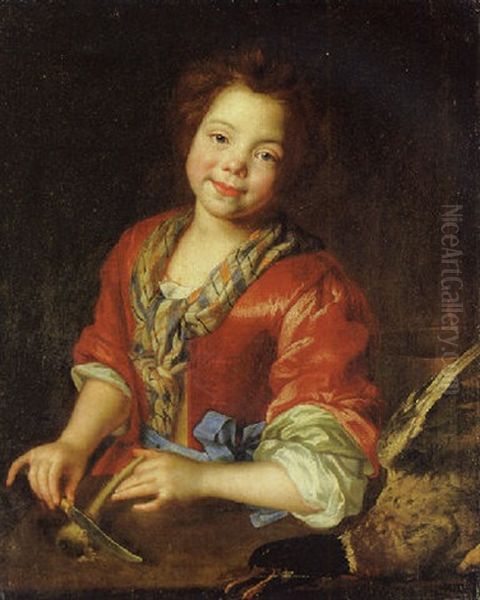 A Servant Girl Preparing Vegetables - view 1