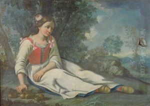 Contadinella Con Loti En Plein Air