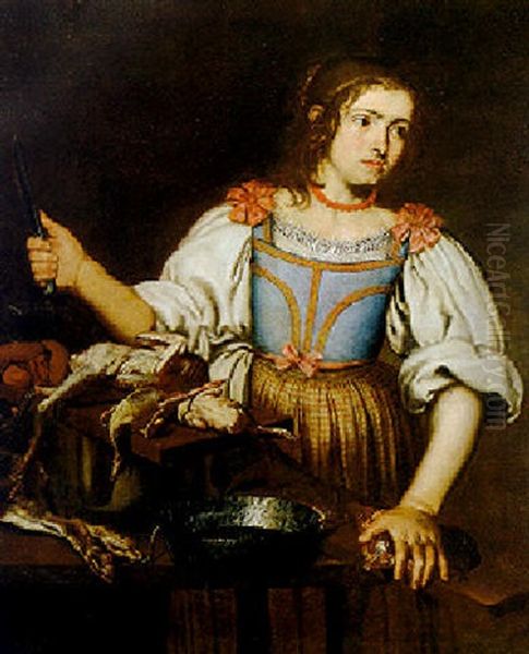 Kitchen Maid Preparing Fowl: "la Cuoca" - view 1