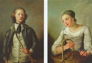 A Young Man, In A Grey Jacket And White Waistcoat, Carrying A Basket