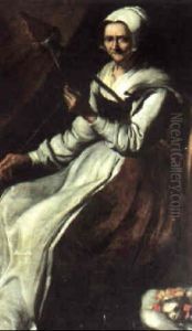 An Old Woman With A Distaff