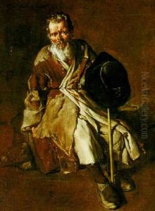 Seated Peasant Holding His Staff And Hat