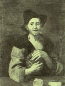 Portrait Of A Peasant Holding A Bottle Of Wine Portrait Of A Peasant Holding A Bottle Of Wine