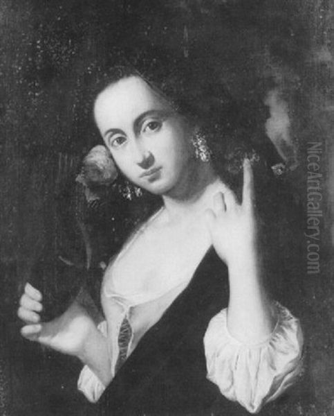 Portrait Of A Young Woman Holding A Mask - view 1