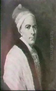 Portrait Of A Man, Halflength,in A Silk Dressing Gown And A Red Night-cap