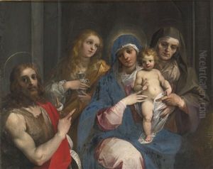 Madonna And Child With Saint John The Baptist, Mary Magdalen And Saint Anne by Giuseppe Cesari