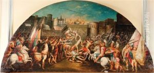 Saint Aignan Protegeant La Ville D'orleans Contre Les Huns En 451 by Giuseppe Cesari