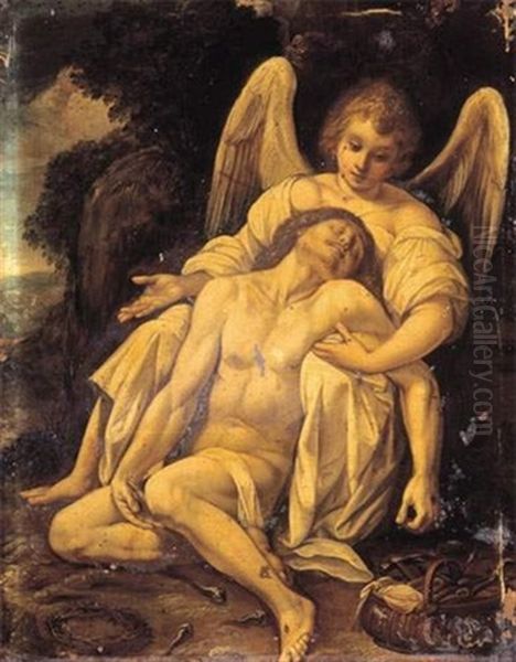 Un Ange Soutenant Le Christ Mort - view 1