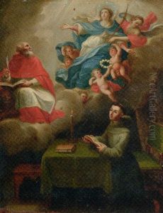 Saint Francis' (?) Vision Of Saint Jerome And The Madonna by Giuseppe Cesari