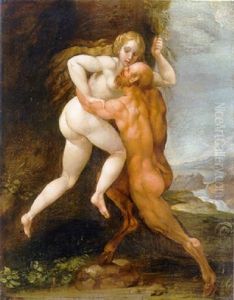 A Satyr Abducting A Nymph by Giuseppe Cesari
