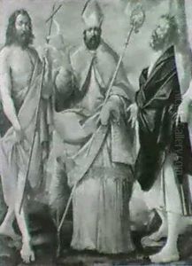 Santo Vescovo Tra S. Giovanni Battista E Simeone Stilita Santo Vescovo Tra S. Giovanni Battista E Simeone Stilita