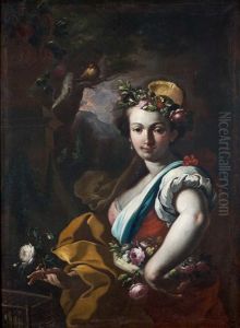 Jeune Marchande De Fleurs Dans Un Paysage