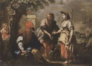 Laban, Jacob, Rachel And Lea