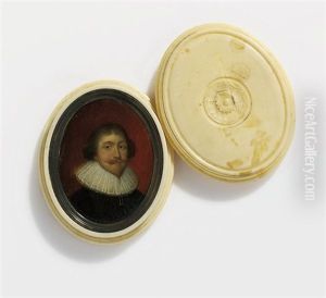 A Gentleman, In Black Satin Doublet, White Lace Falling Ruff, Centre-parted Short Brown Hair, Moustache And Pointed Beard A Gentleman, In Black Satin Doublet, White Lace Falling Ruff, Centre-parted Short Brown Hair, Moustache And Pointed Beard