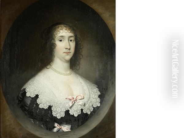 Portrait Of A Lady, Bust-length, In A Black Dress With A White Lace Collar - view 1