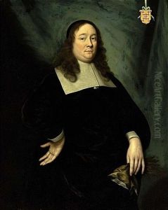 A Portrait Of A Gentleman, Said To Be From The Appeltern Family, Wearing A Black Coat With A White Collar And White Cuffs, Holding A Pair Of Gloves In His Left Hand by Jonson van Ceulen