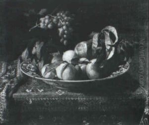 Still Life Of Peaches And Grapes by (Pierre-Adrien) Chabal-Dussurgey