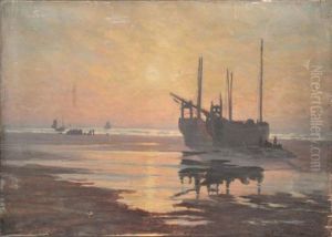 Bateaux Sur La Greve by Arsene Chabanian