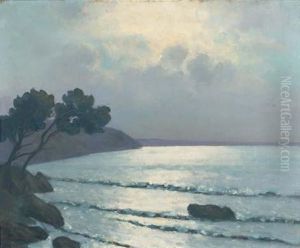 Bord De Mer Au Clair De Lune, Le Cap D'ail by Arsene Chabanian