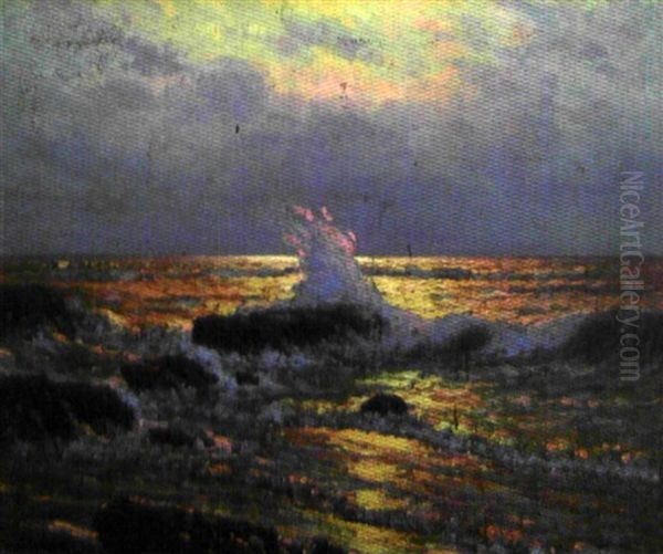Mer Agitee Au Soleil Couchant - view 1