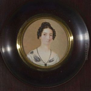Femme Brune En Robe Blanche A Motif Noir Et Collier De Jais En Sautoir by Emmanuel Flavien Chabanne