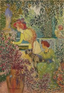 Elegantes Dans Un Jardin by Maurice Chabas