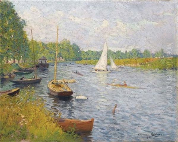 Bateaux Sur Une Fleuve (bougival?) - view 1