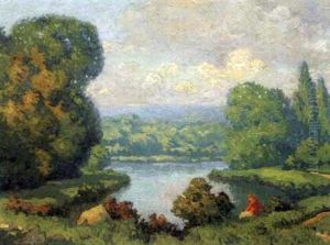 Paysage, Repos En Bord De Riviere by Maurice Chabas