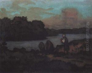 Paysanne Bretonne A L'embouchure De 'aven by Maurice Chabas