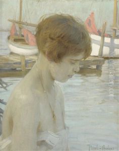 Young Girl At The Harbor by Paul Emile Chabas