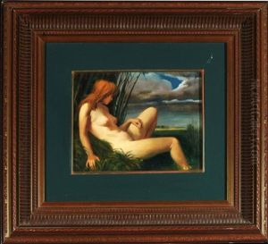 Weiblicher Akt Am Seeufer Mit Schilfgras by Paul Emile Chabas