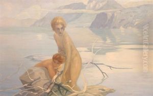 Baigneuses Au Lac D'annecy by Paul Emile Chabas