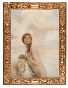 Untitled - Two Naked Girls Bathing by Paul Emile Chabas