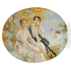 Portrait De Deux Jeunes Femmes by Paul Emile Chabas