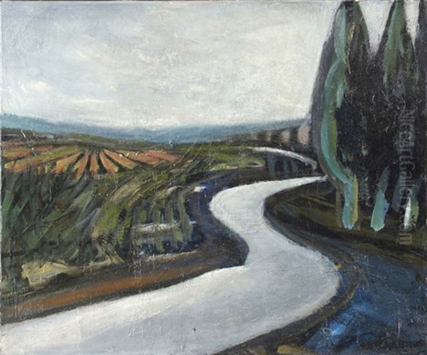 Cypres Pres De La Route, Circa 1910 - view 1
