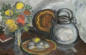 Cruche Blanche Au Bouquet De Fleurs by Auguste Chabaud