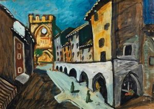 Eglise De Villeneuve - Les - Avignon La Rue De L'hospice by Auguste Chabaud