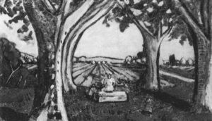 Repos Sous Les Ombrages En Lisiere D'un Champ by Auguste Chabaud