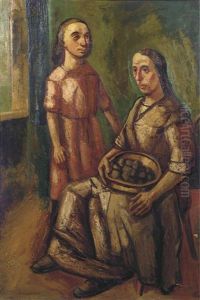 Aardappelschillende Vrouw Met Dochter by Hendrik Chabot
