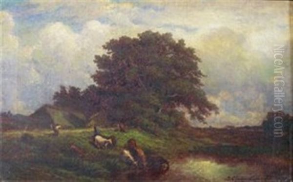 Landscape With Figures And Pond - view 1