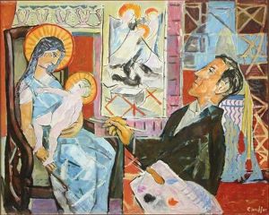 Artist In His Studio - Possibly "mr. Calgia's Studio" by Oliver Newberry Chaffee