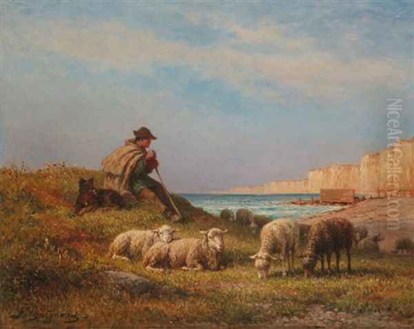 Berger Et Ses Moutons En Bord De Mer A Saint Valery-en-caux - view 1